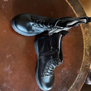 Black Leather Combat Boots
